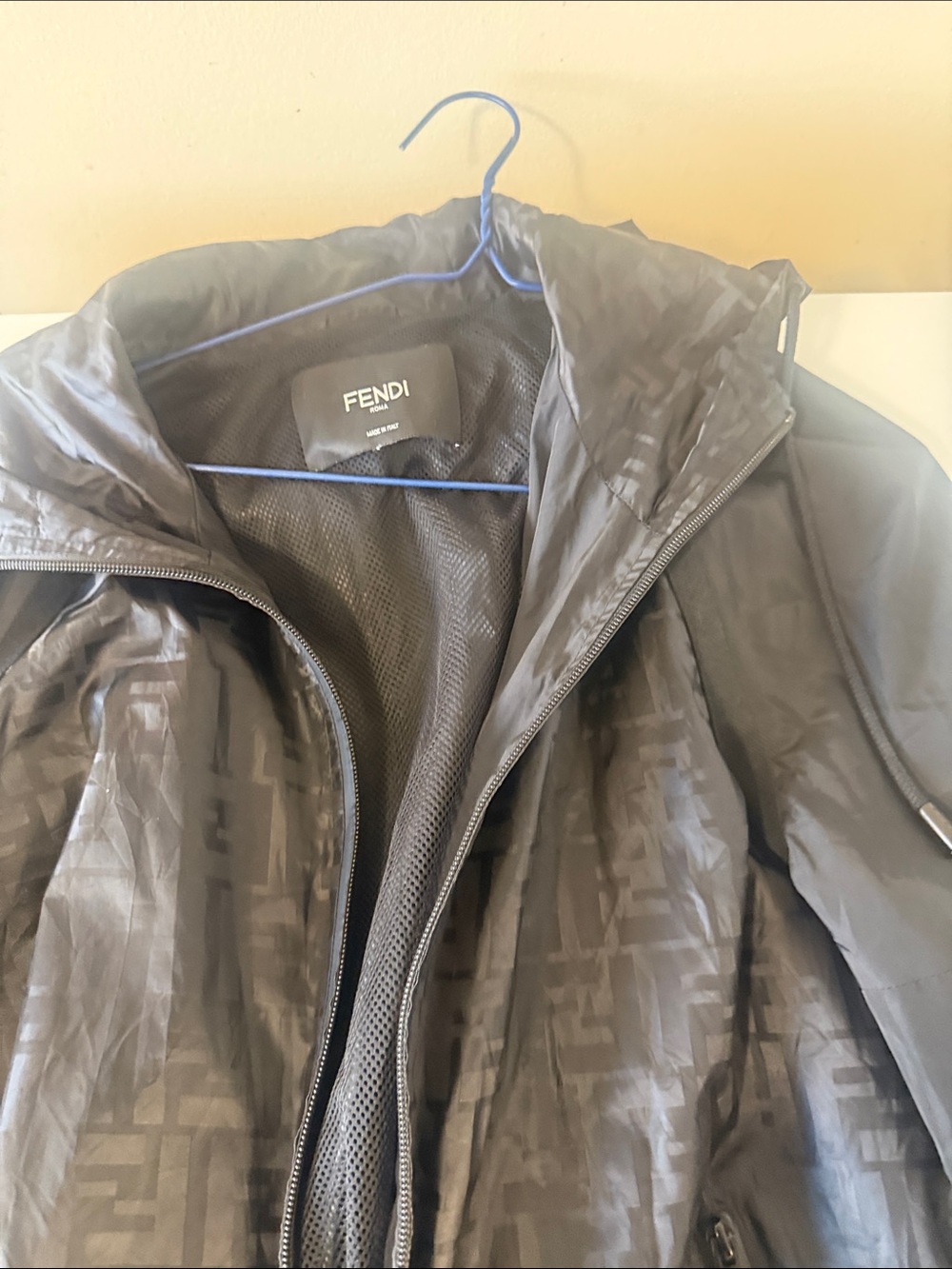 Fendi Black Monogram Hooded Windbreaker Jacket